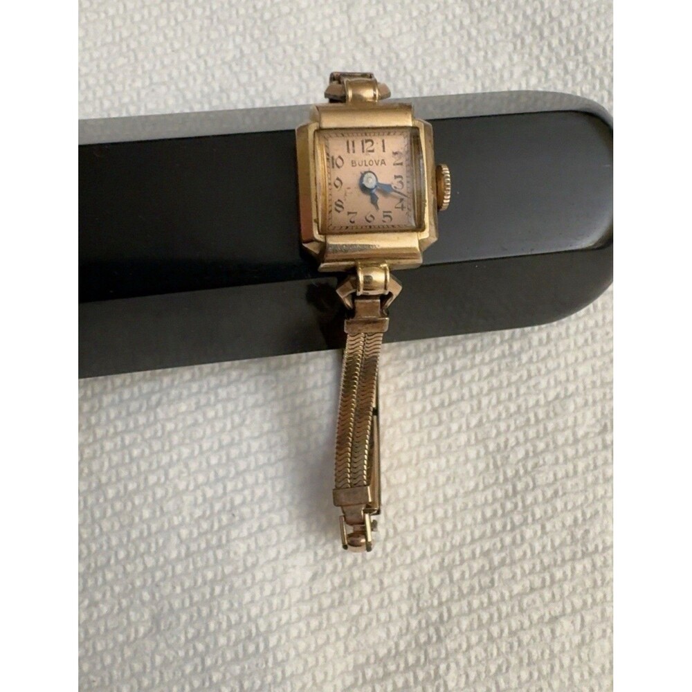 Vintage Bulova 14K  Flex-Let 12K GF Band Ladies Watch RUNS